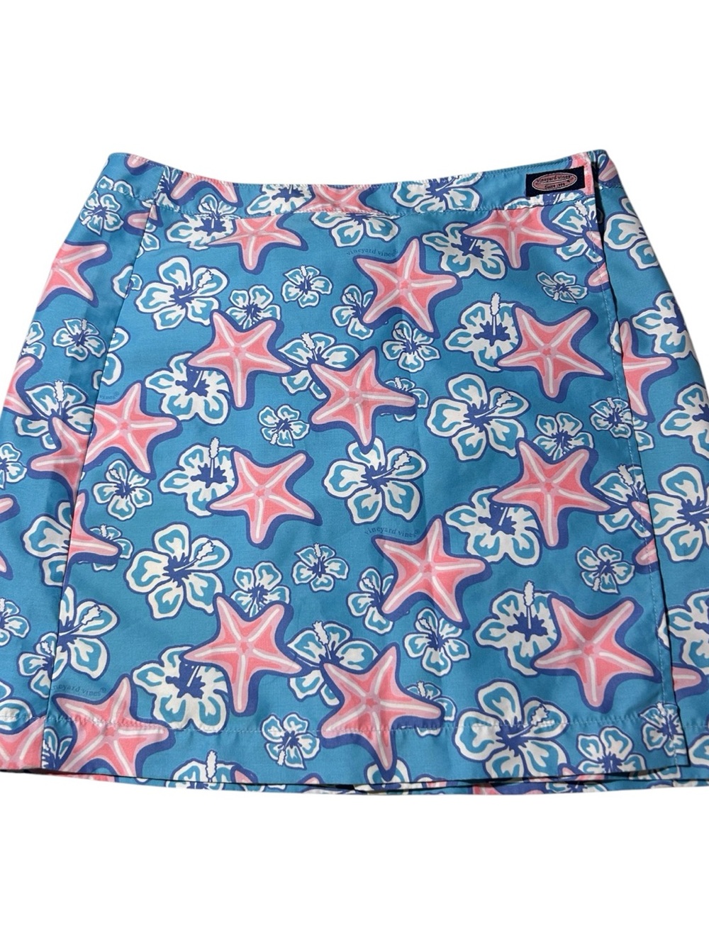 Vineyard Vines Blue Starfish & Floral A-Line Skirt small